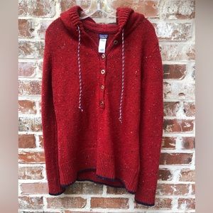 EUC Size L Patagonia, red and blue blended, hooded tunic sweater